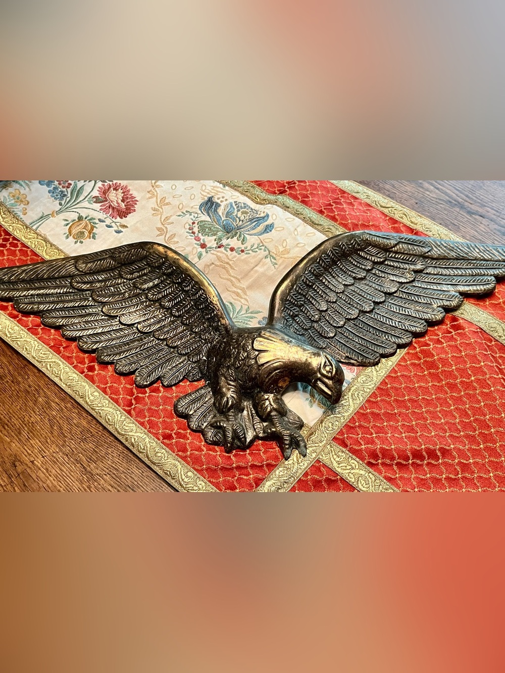 Bald Eagle Wall Hanging Americana Art Patriotic Federal 24” Brass